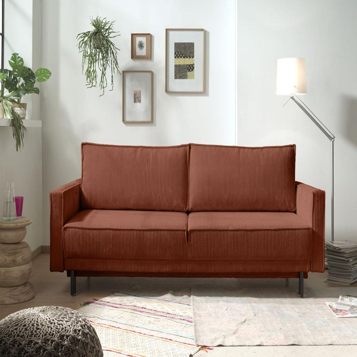 LISA DESIGN Charlie - canapé 3 places convertible avec coffre - en velours côtelé