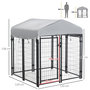 Voir la diapositive 3 : PAWHUT Chenil cage enclos chien entièrement couvert - porte verrouillable - 120 x 120 x 138cm - gris métal noir