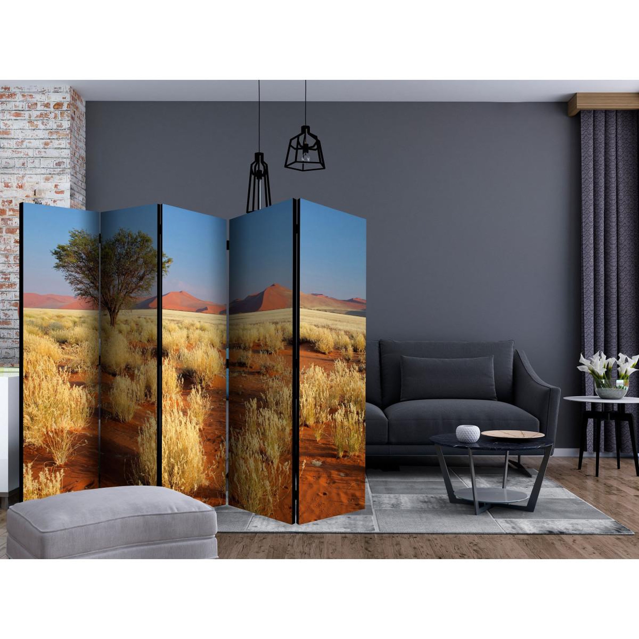 Voir la diapositive 2 : Paris Prix Paravent 5 volets  desert landscape, namibia  172x225cm
