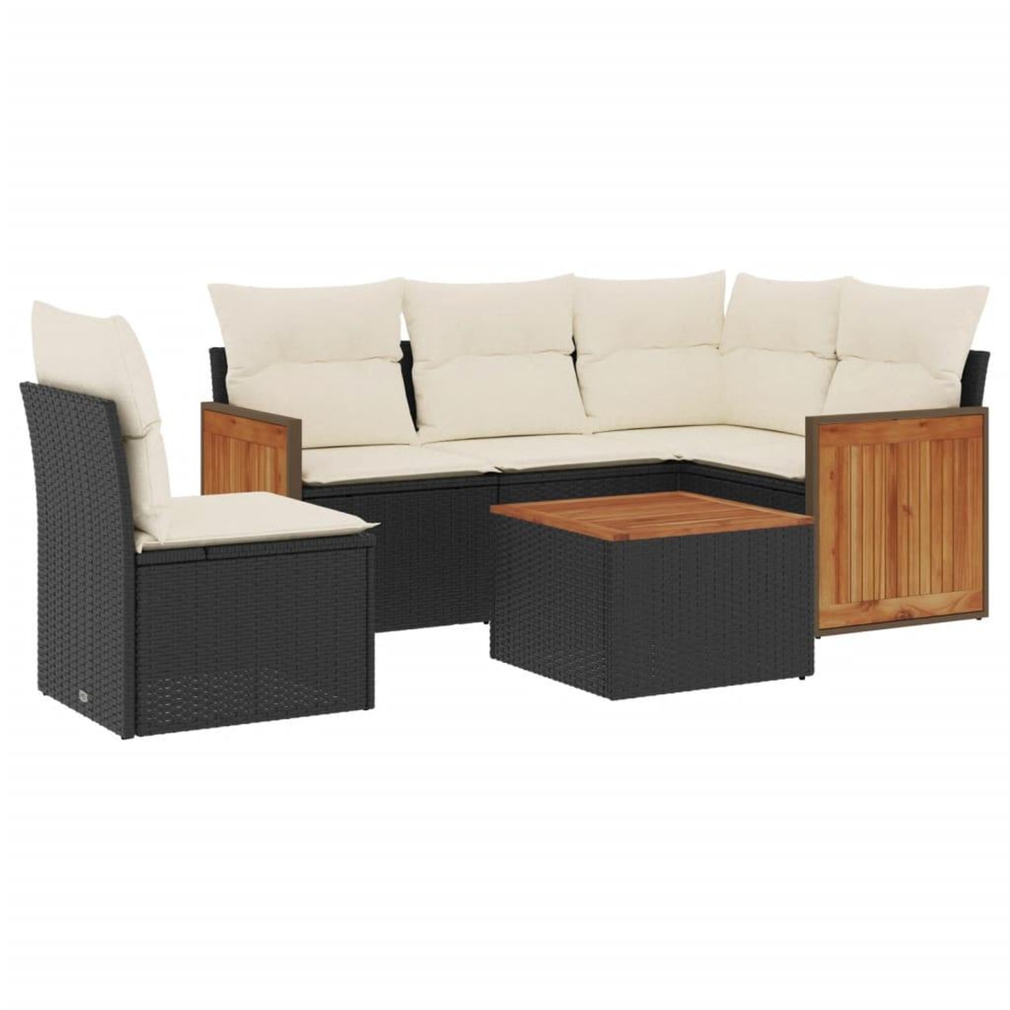 Voir la diapositive 2 : VIDAXL Salon de jardin 6 pcs avec coussins noir resine tressee
