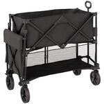 OUTSUNNY Chariot de jardin pliable multi-rangement max. 200 Kg - poignée teslescopique - roues tout terrain noir
