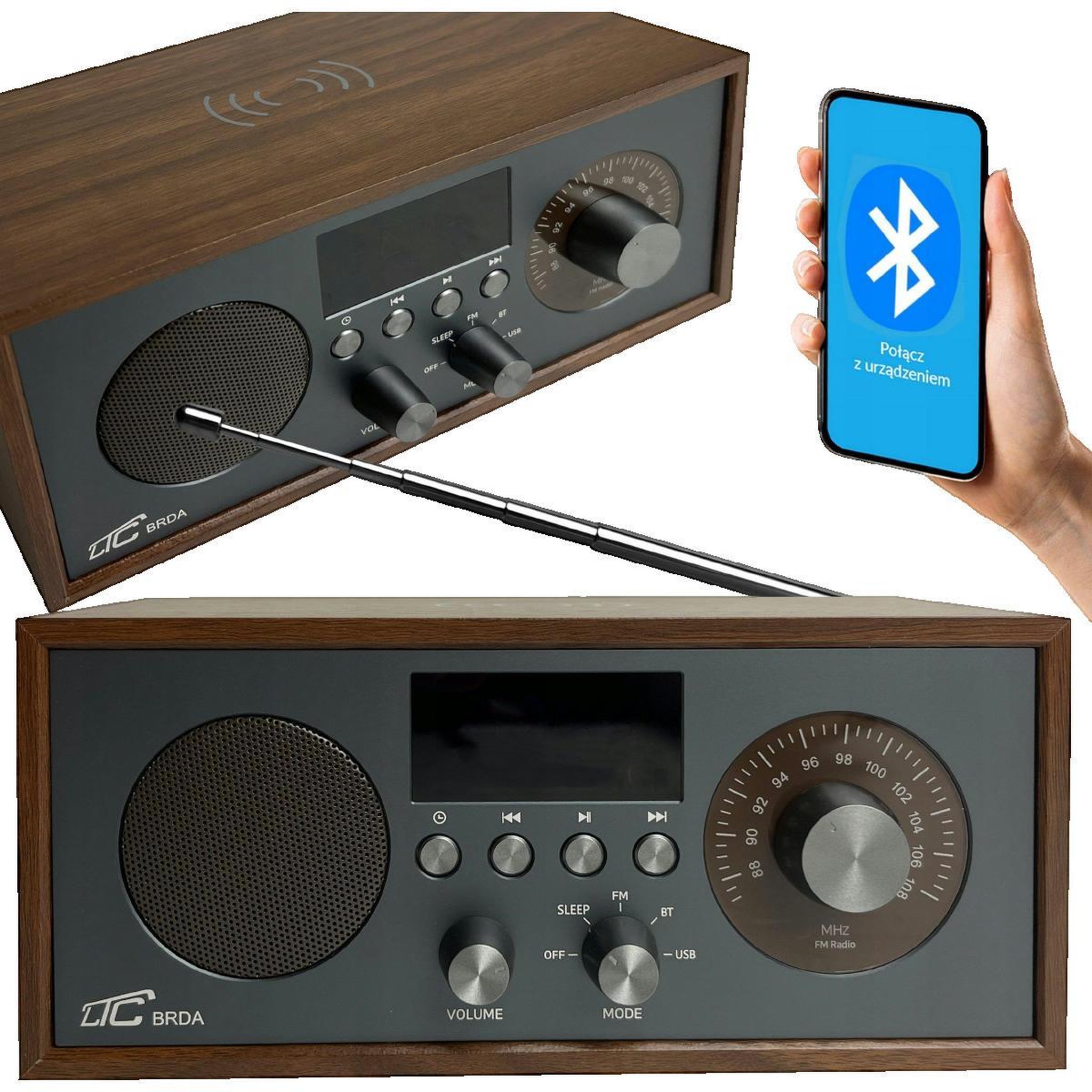 LTC Enceinte portable Bluetooth LTC Brda FM/BT/USB brun foncé et gris