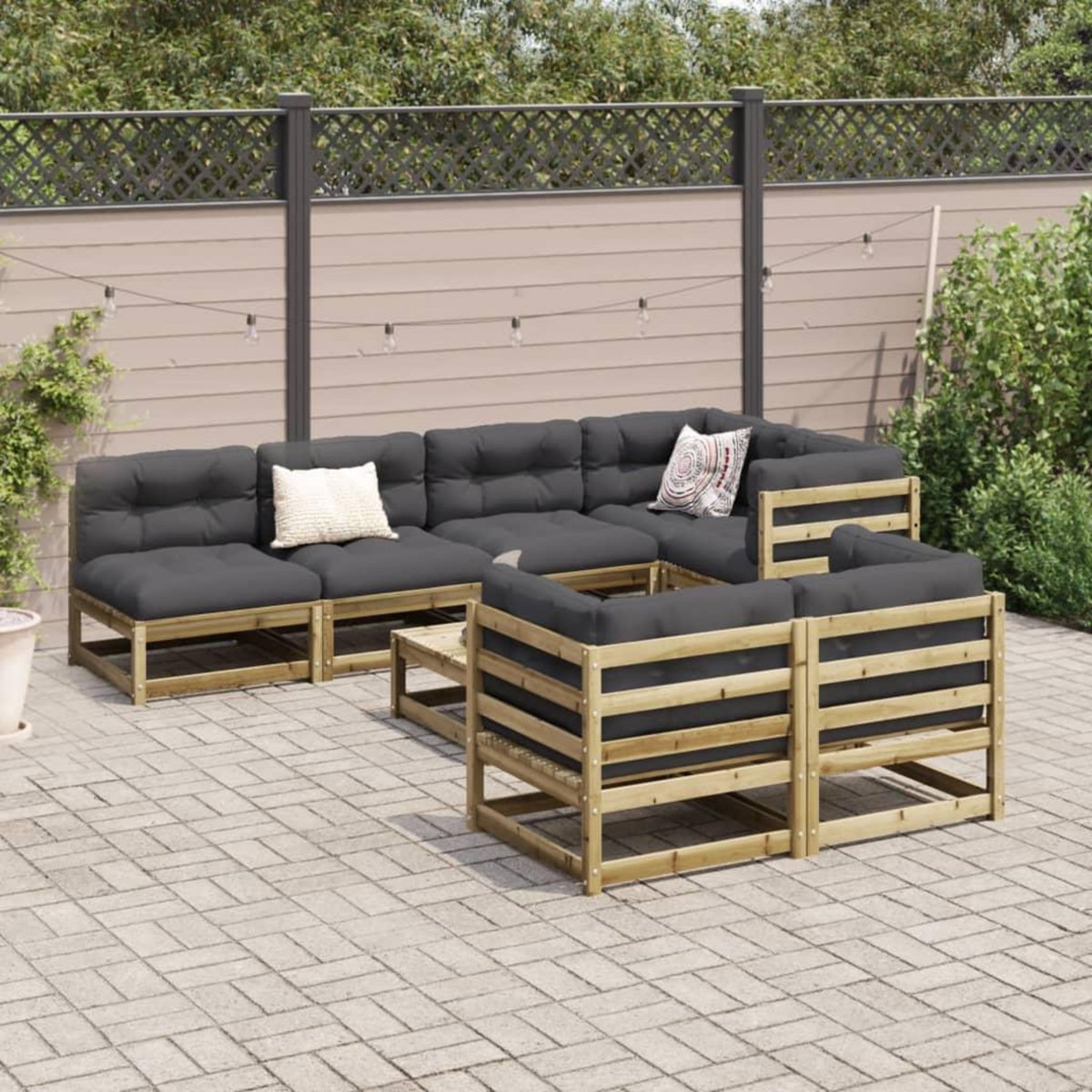 VIDAXL Salon de jardin 8 pcs avec coussins bois de pin impregne