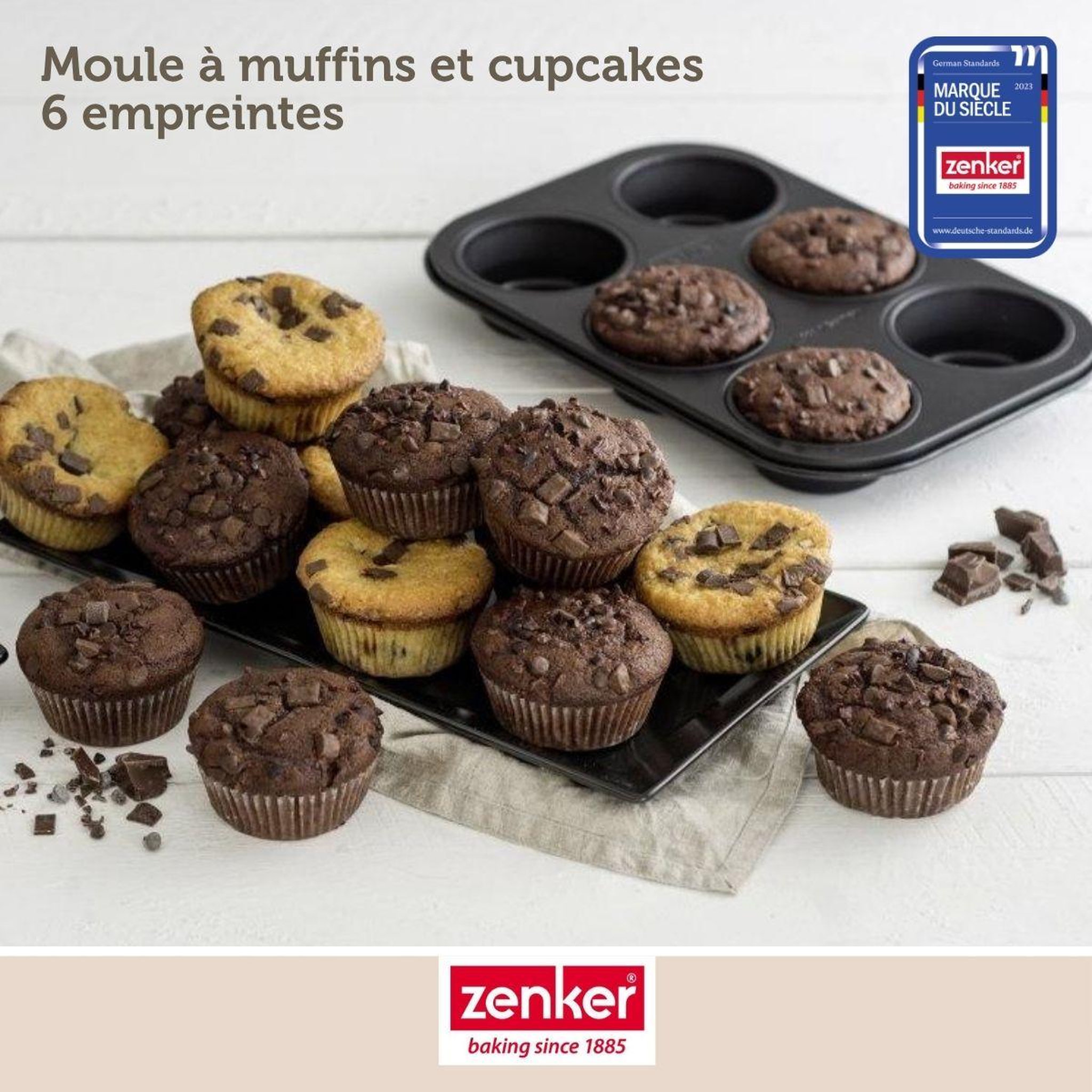 Voir la diapositive 2 : ZENKER Set pâtisserie avec moule à muffins 6 empreintes 28 cm, 2 bols à mixer, verre mesureur et spatule zenker