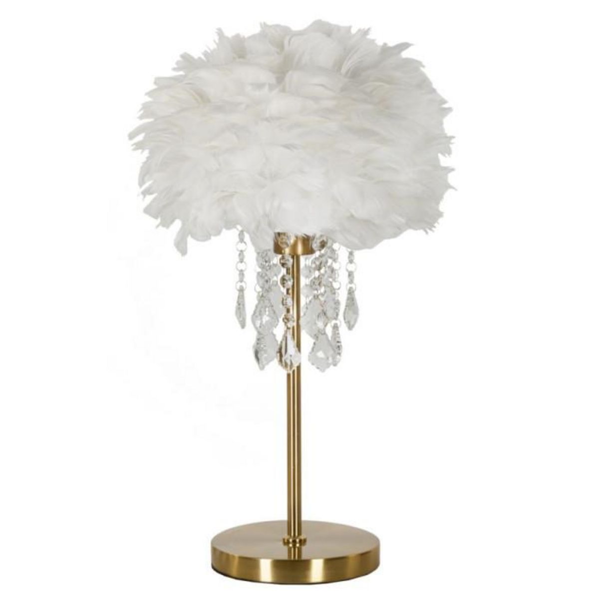 Paris Prix Lampe à Poser Imitation Plume  Diamon  55cm Or & Blanc