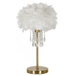 Paris Prix Lampe à Poser Imitation Plume  Diamon  55cm Or & Blanc