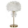Voir la diapositive 1 : Paris Prix Lampe à Poser Imitation Plume  Diamon  55cm Or & Blanc