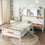 Voir la diapositive 2 : MERAX Lit avec rangement 90x200cm bois et mdf coloris blanc+naturel