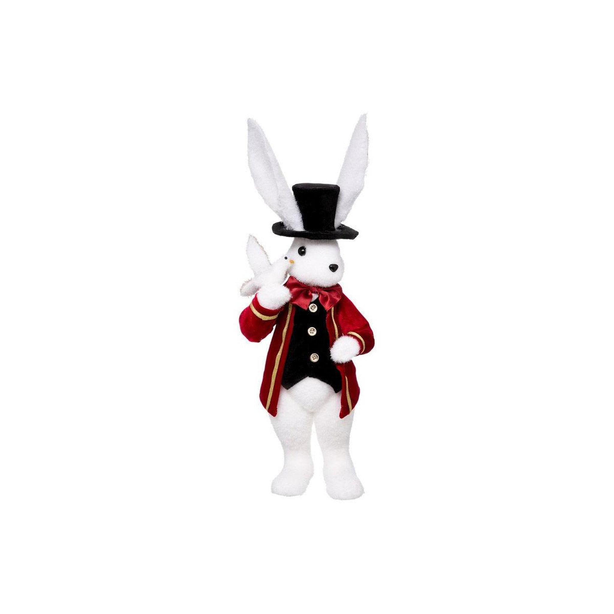 FEERIC LIGHT & CHRISTMAS Lapin cirque déco  la piste  53cm blanc & rouge