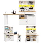 MERAX Buffet de cuisine 4 portes 3 tiroirs - 120 cm blanc led mdf