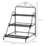 Voir la diapositive 3 : OUTSUNNY Support pour plantes présentoir avec étagères en métal 3 niveaux forme escalier intérieur/extérieur dim. 60,5L x 59,5l x 95,5H cm noir