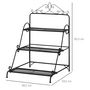 Voir la diapositive 3 : OUTSUNNY Support pour plantes présentoir avec étagères en métal 3 niveaux forme escalier intérieur/extérieur dim. 60,5L x 59,5l x 95,5H cm noir