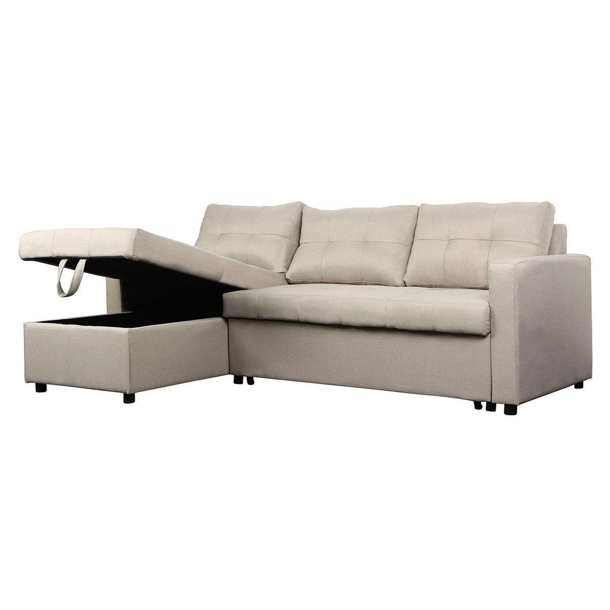 Voir la diapositive 4 : Paris Prix Canapé d'angle convertible tissu  corto  221cm beige