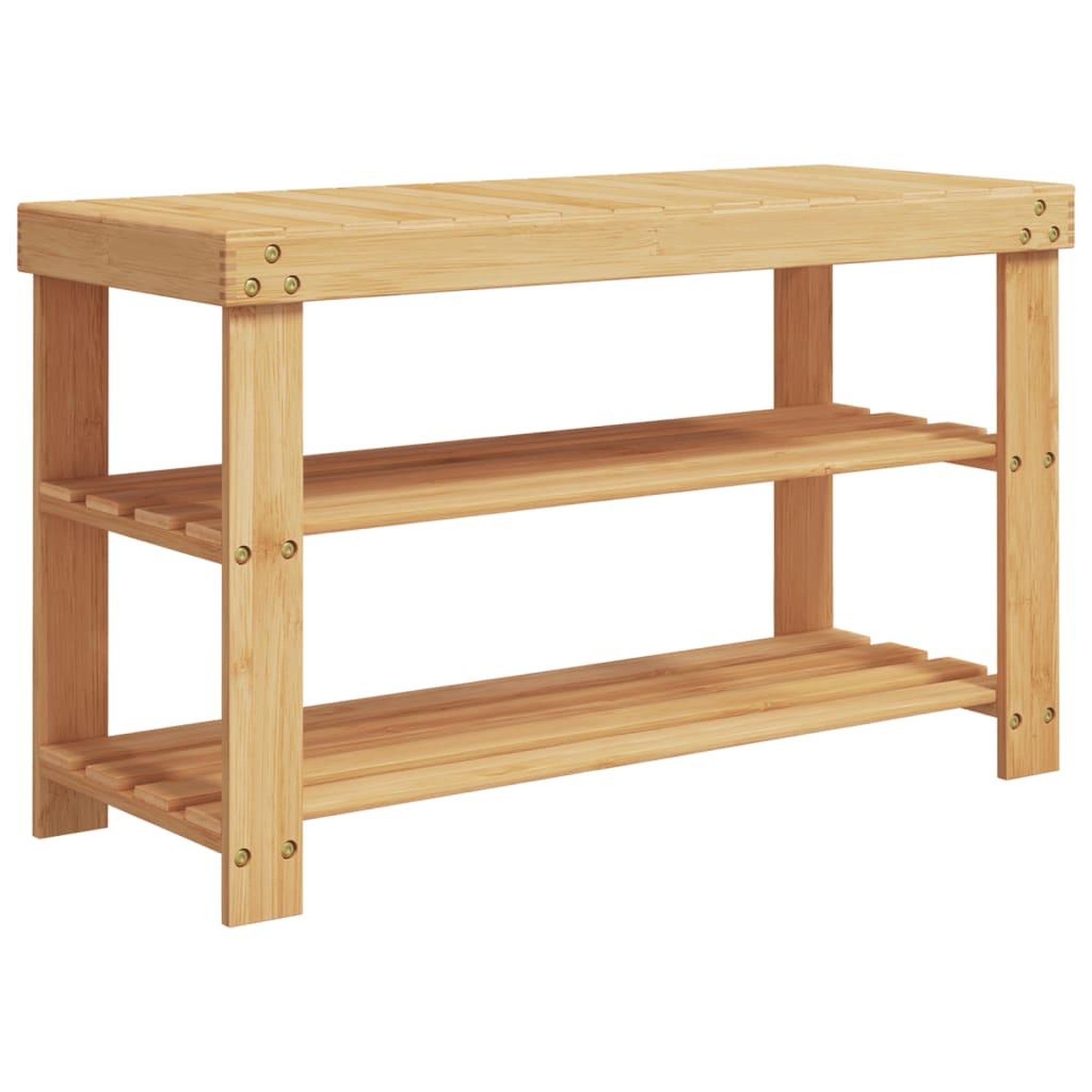 Voir la diapositive 2 : VIDAXL Etagere a chaussures 3 niveaux 70x27,5x45 cm bambou