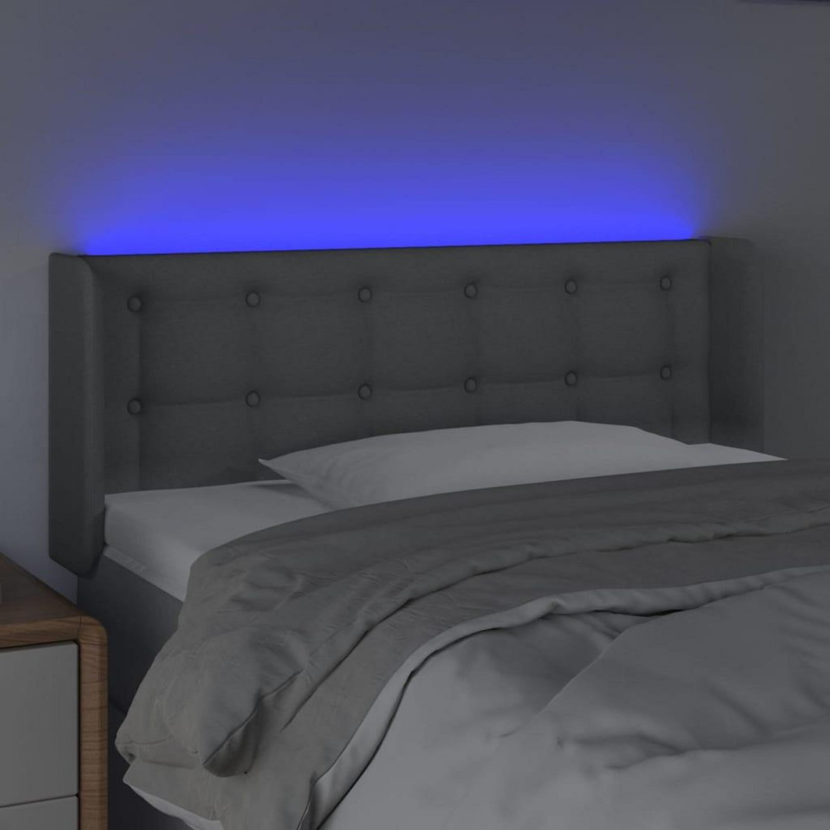VIDAXL Tete de lit a LED Gris clair 83x16x78/88 cm Tissu