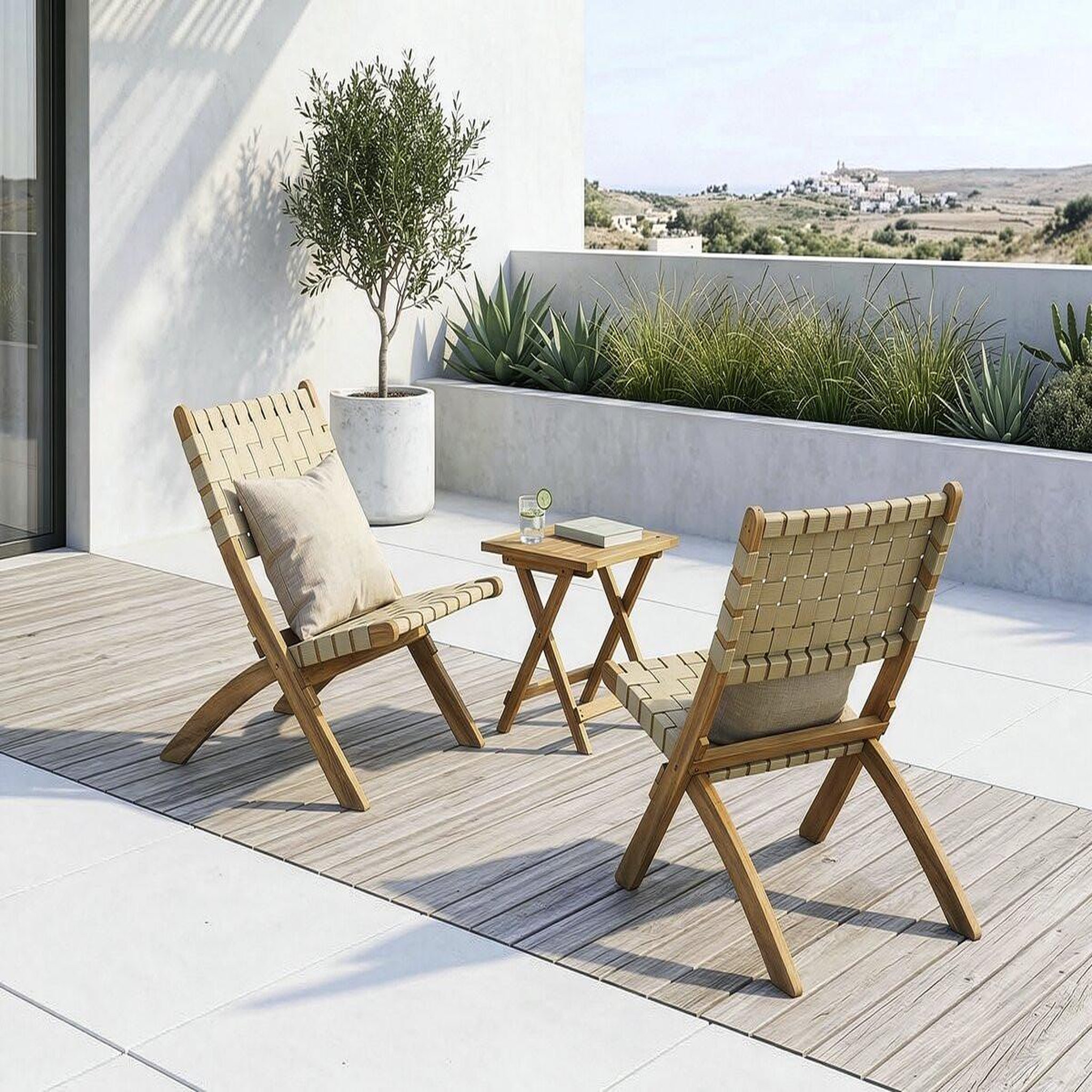 Voir la diapositive 2 : Habitat et Jardin Lot de 2 chaises de jardin en bois  hanoi  - beige