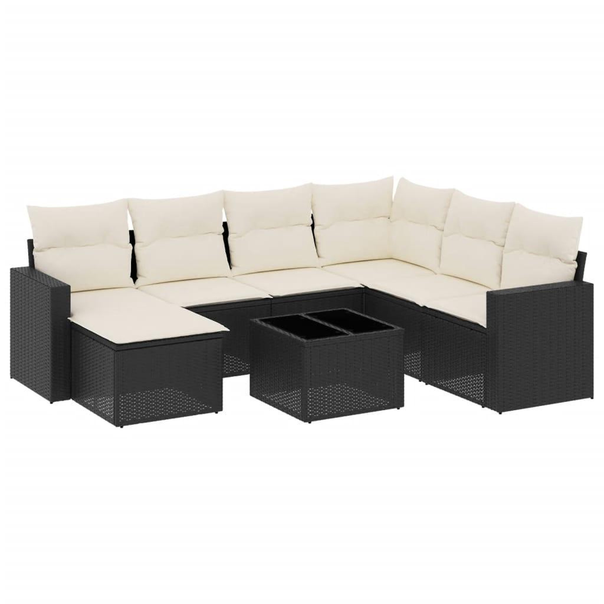 Voir la diapositive 2 : VIDAXL Salon de jardin 8 pcs avec coussins noir resine tressee