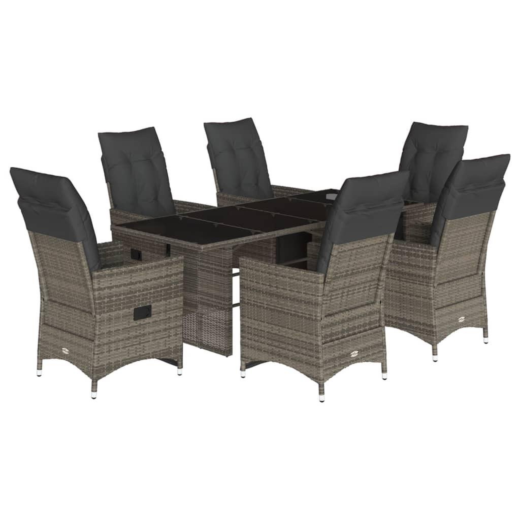 Voir la diapositive 2 : VIDAXL Ensemble de bistro de jardin 7 pcs coussins gris poly rotin
