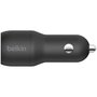 Belkin Chargeur allume-cigare 24W 2xUSB-A/USB-C 1m noir