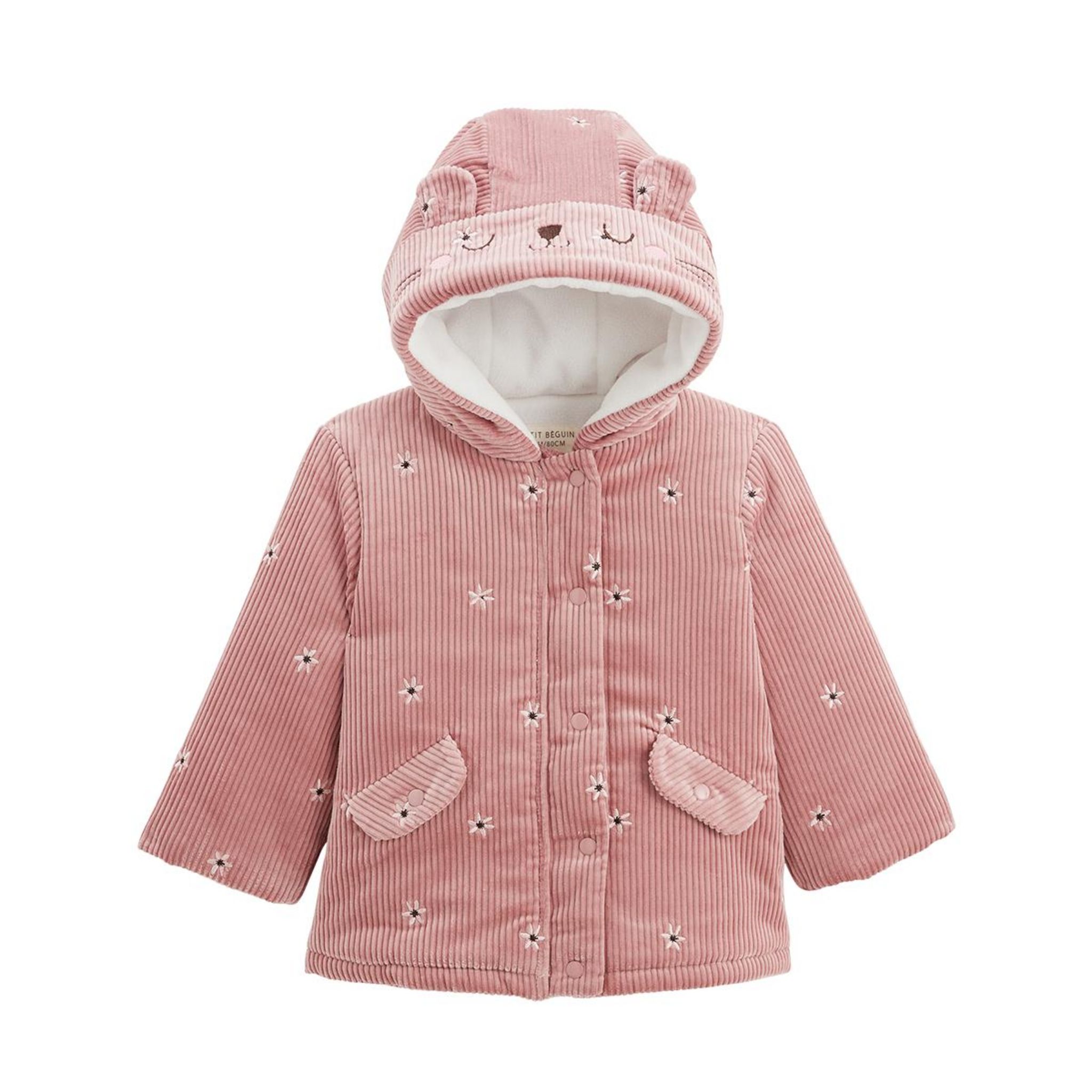 Petit Béguin Manteau bébé velours côtelé intérieur polaire Bloom. Coloris disponibles : Marron