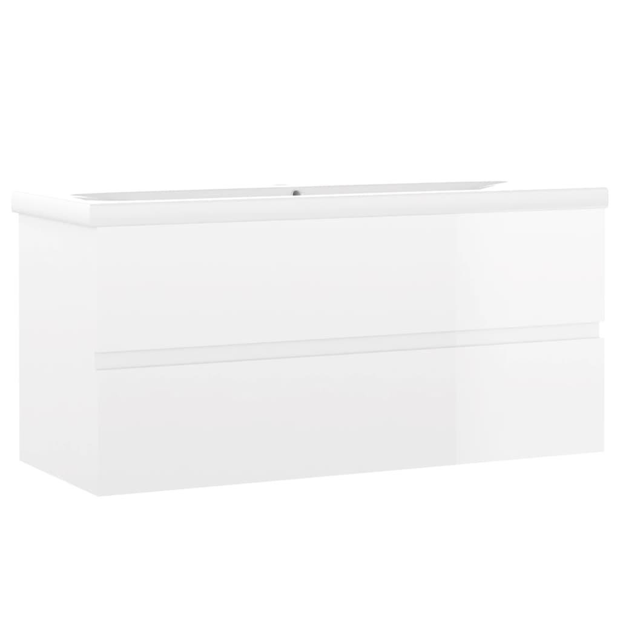 Voir la diapositive 2 : VIDAXL Armoire d'evier avec lavabo integre Blanc brillant Agglomere