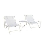 SWEEEK Set de 2 fauteuils relax beige avec table ronde. acier et textilène - Salina