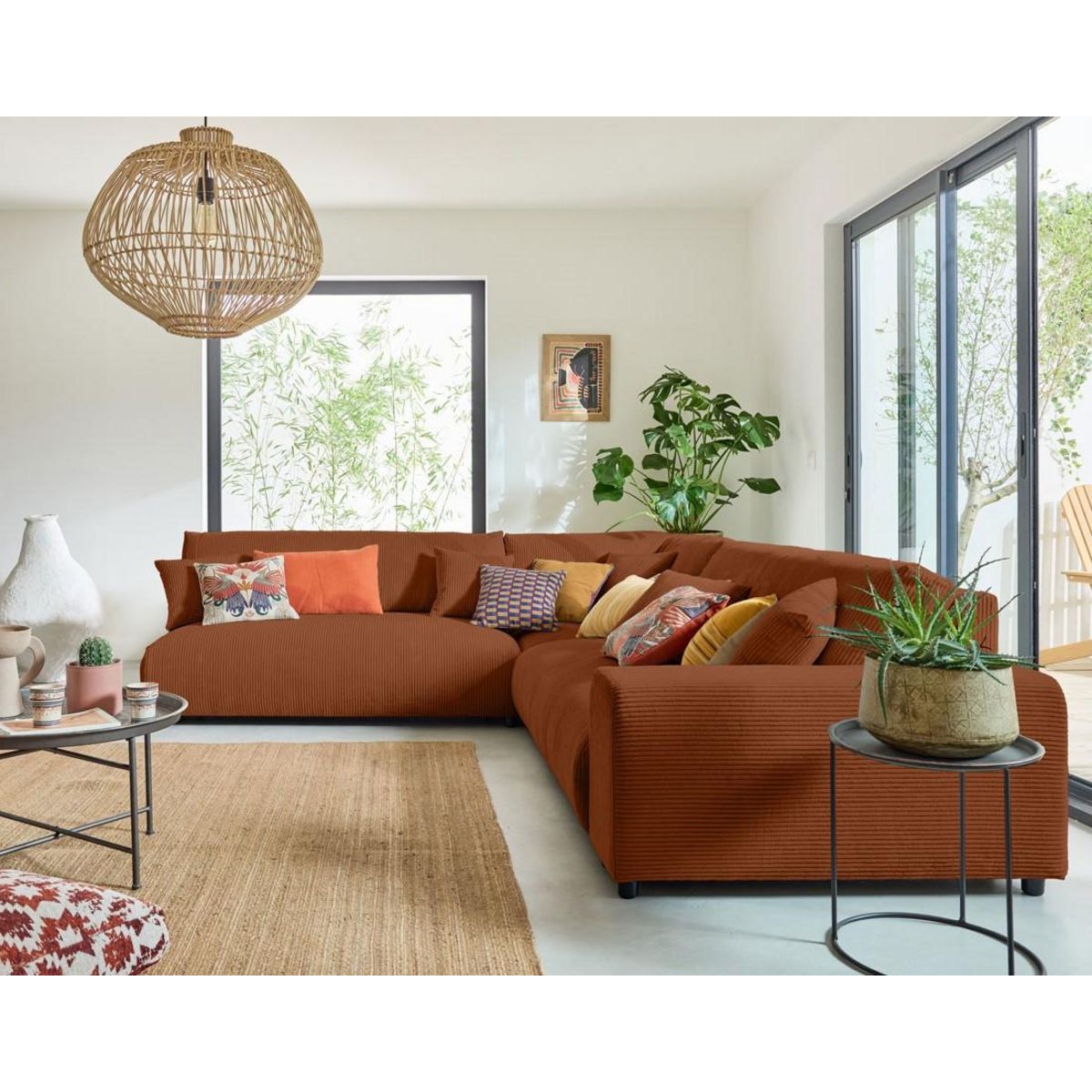 LISA DESIGN Garance - canapé modulable d'angle gauche - 6 places - en velours côtelé