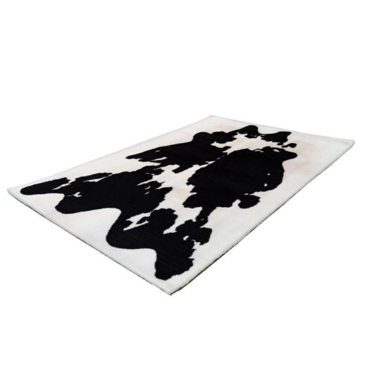 Paris Prix Tapis Imitation Fourrure  Rabbit  Noir & Blanc