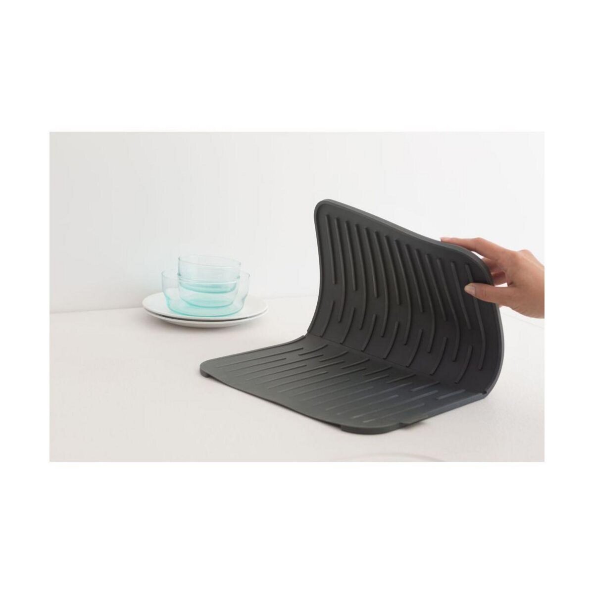 BRABANTIA Tapis de séchage Egouttoir en silicone Dark grey