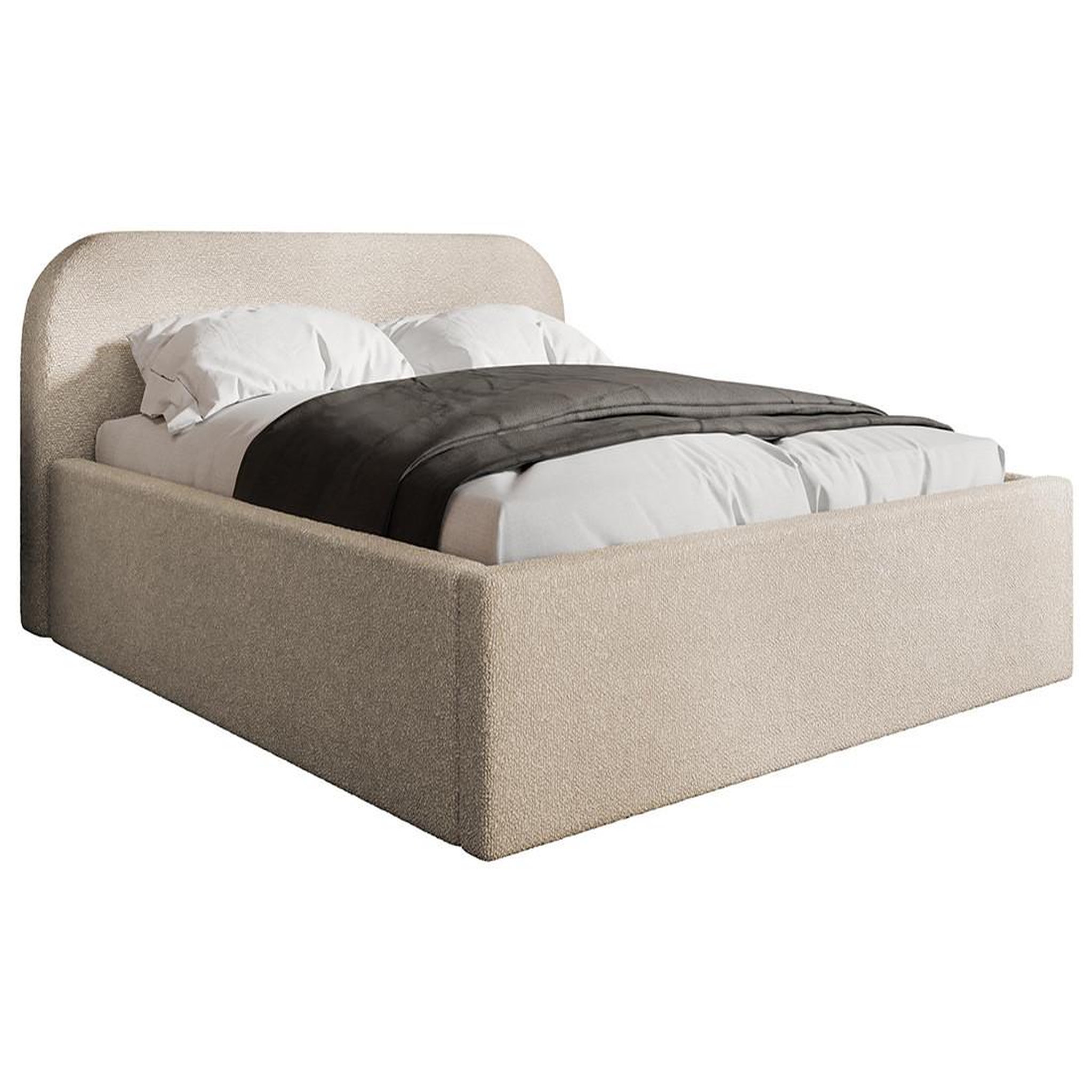 Voir la diapositive 1 : BEST MOBILIER Orane - lit coffre - 160x200 cm - en tissu bouclette