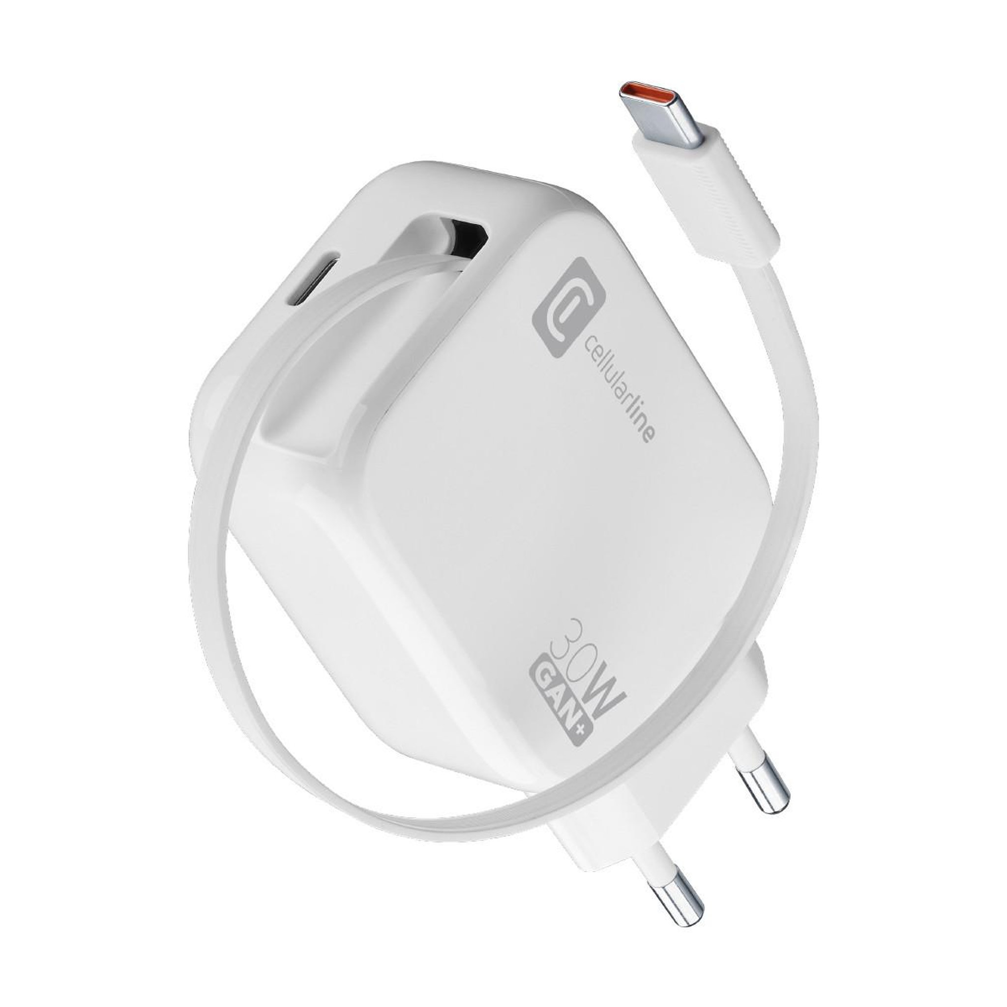Voir la diapositive 2 : CELLULAR LINE Cellularline retractable power 30w smartphone, tablette, universel blanc secteur charge rapide intérieure