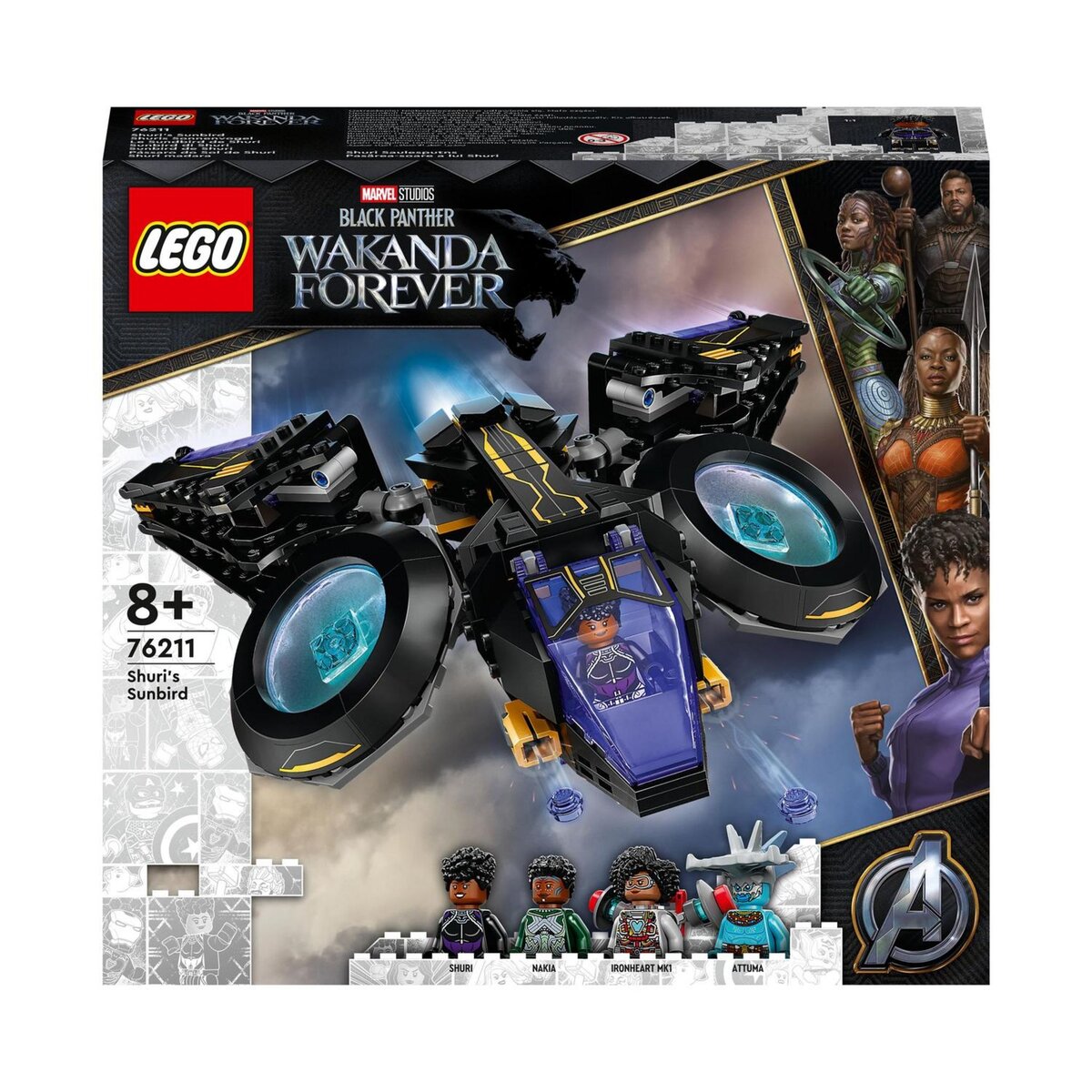 LEGO Super Heroes 76211 Le Sunbird de Shuri Black Panther,  Wakanda Forever Figurine, Avengers, Super-Héros, Cadeau Enfants 8 Ans