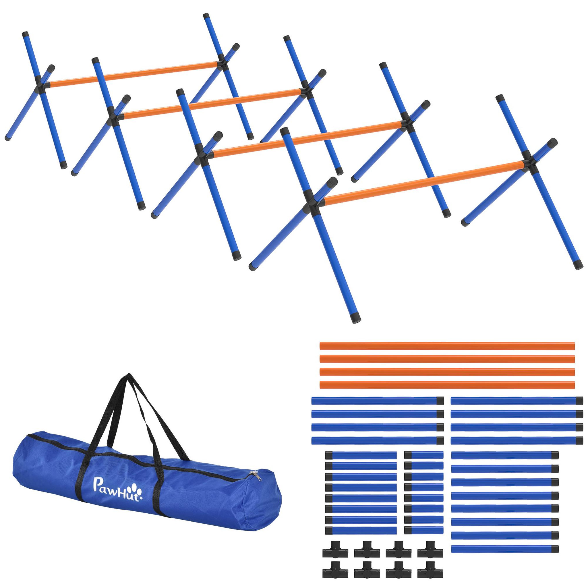 PAWHUT Kit d'agilité chien hauteur réglable sac transport inclus