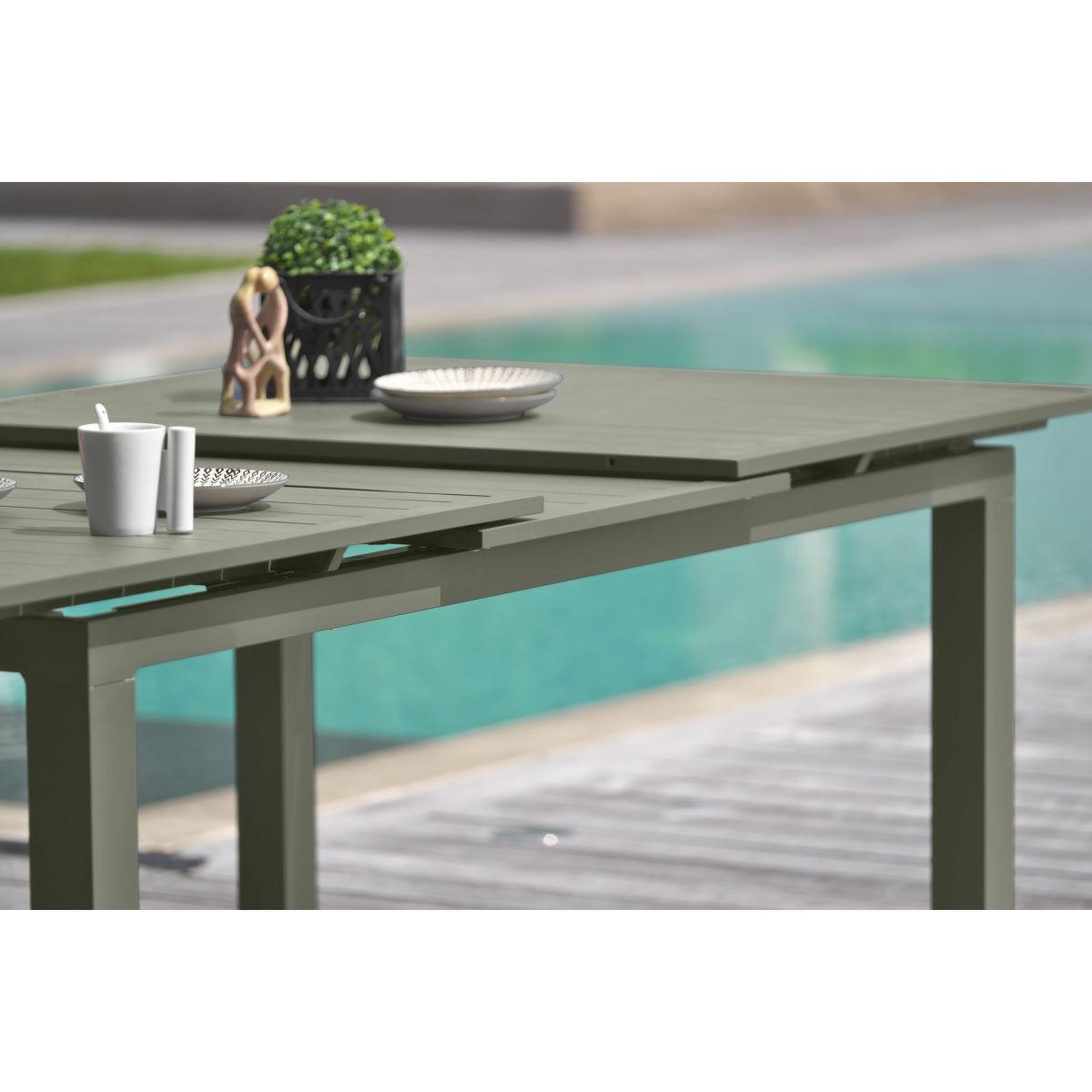 Voir la diapositive 3 : DCB GARDEN Ensemble Table de Jardin Extensible & 8 Fauteuils  Miami  180-240cm Kaki