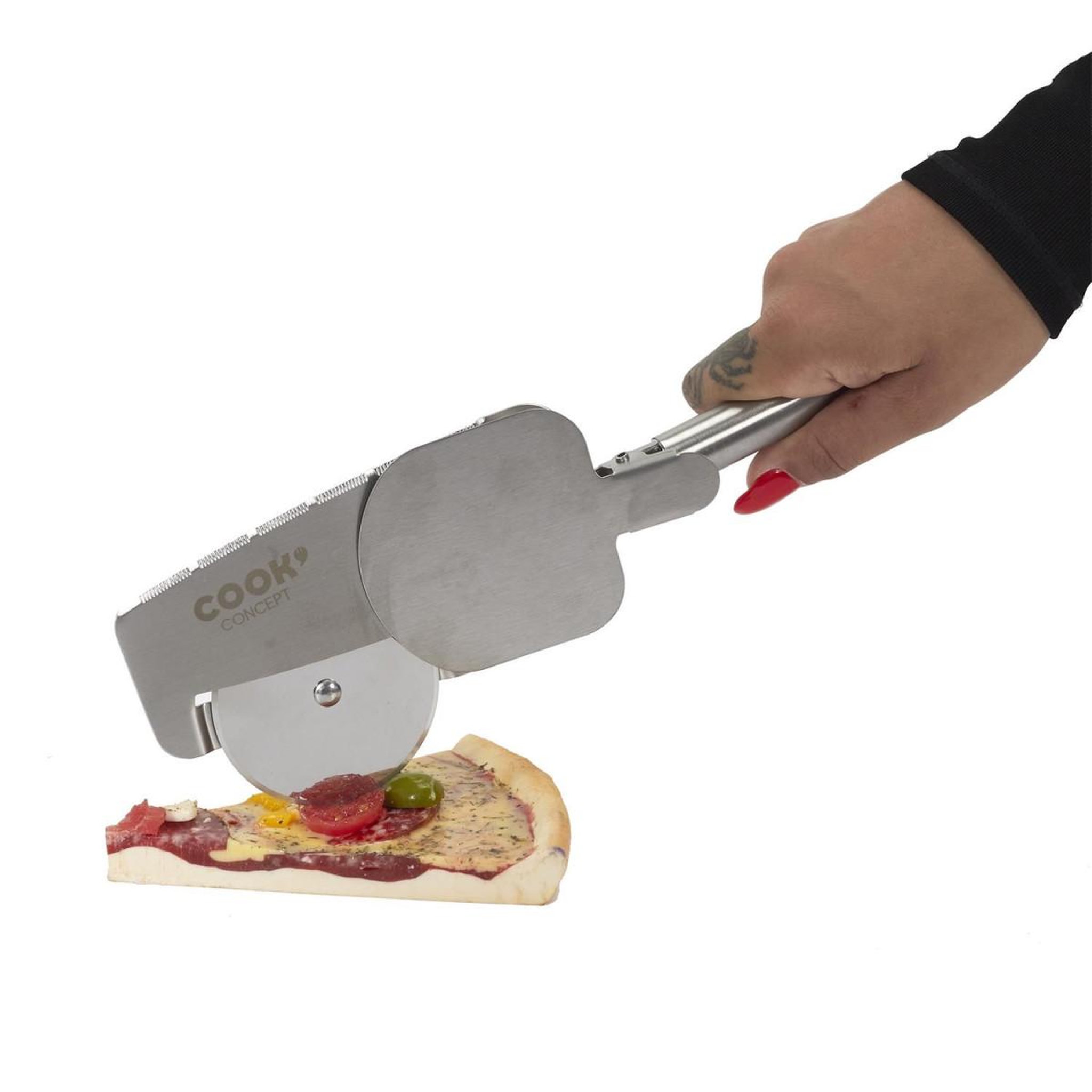 Voir la diapositive 3 : COOK CONCEPT Coupe Pizza en Métal  4 en 1  28cm Argent
