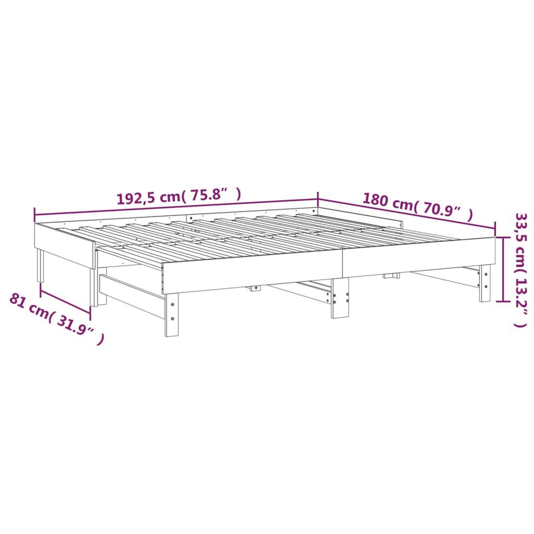 Voir la diapositive 6 : VIDAXL Lit coulissant sans matelas blanc 2x(90x190) cm