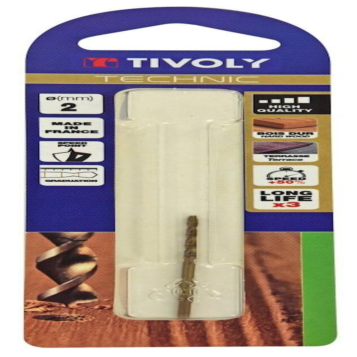 TIVOLY Foret hélicoïdaux pour bois TIVOLY, diam. 2 x 16 cm