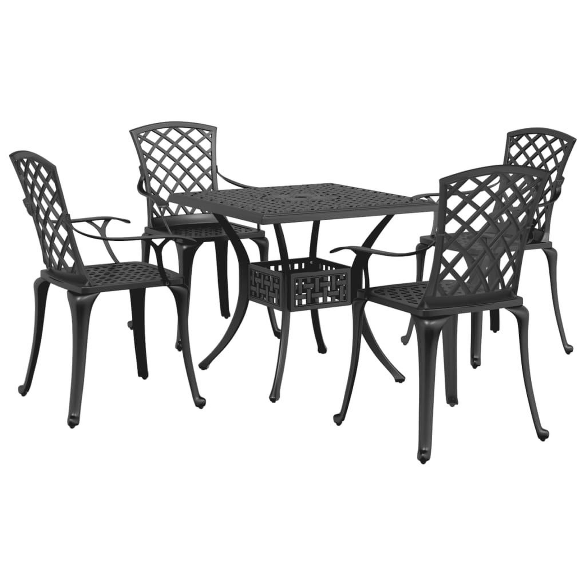 Voir la diapositive 2 : VIDAXL Ensemble a manger de jardin 5 pcs noir aluminium coule