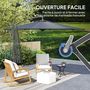 Voir la diapositive 5 : OUTSUNNY Parasol déporté octogonal inclinable rabattable diamètre 2,97 m parasol de jardin avec pied en croix anthracite