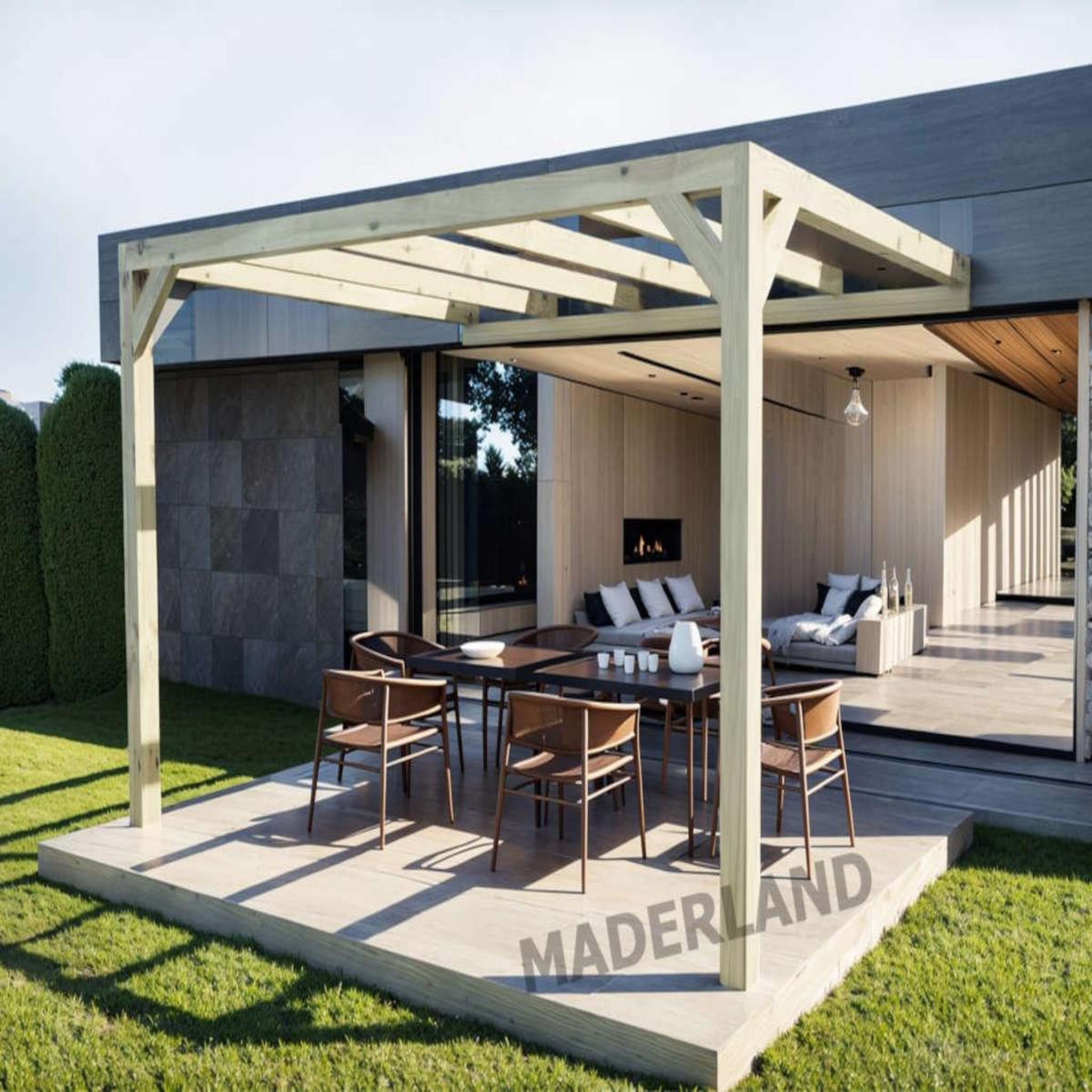 JARDIDECO Pergola adossée en lamellé-collée calais 500 x 300 cm - mardeland