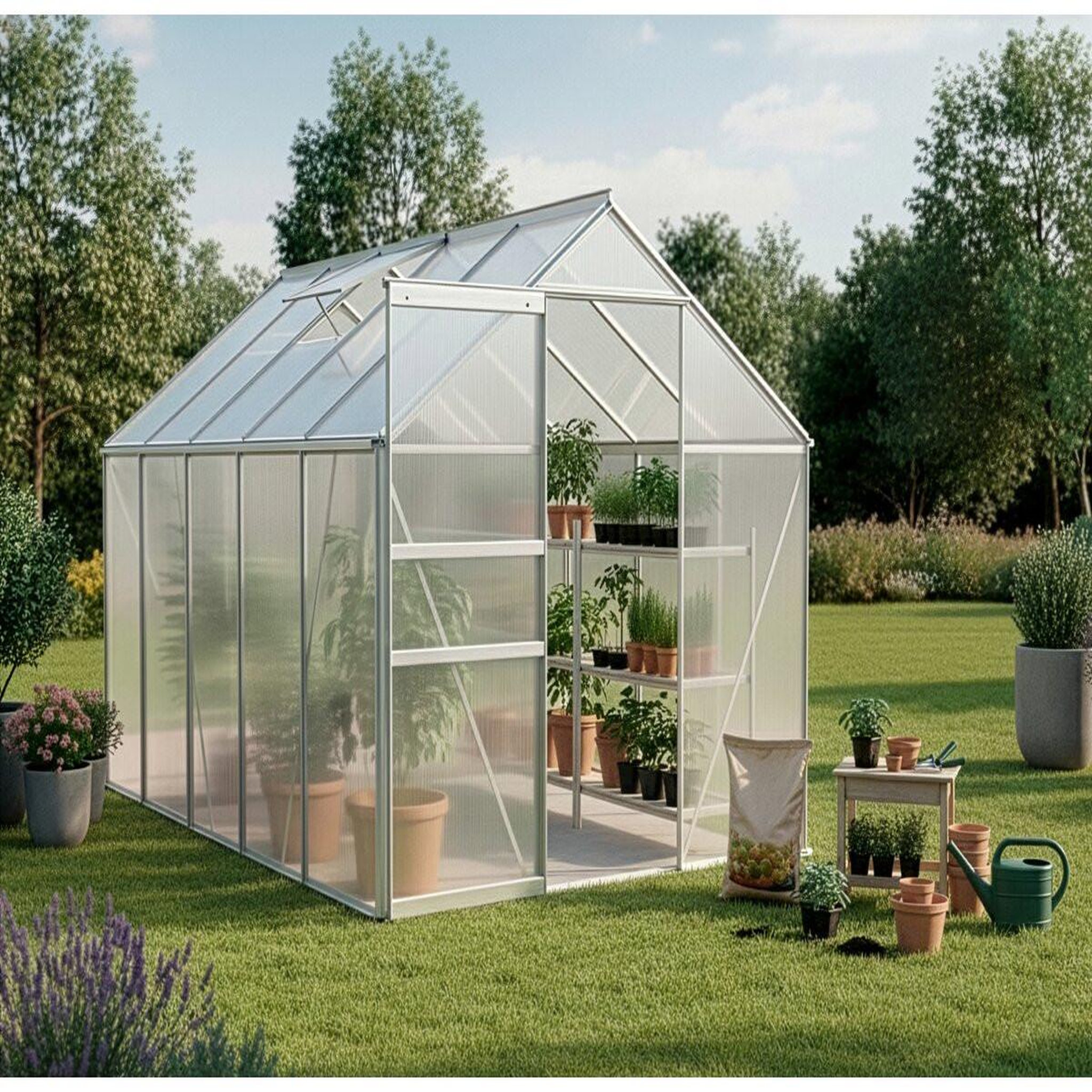 Voir la diapositive 2 : Habitat et Jardin Embase en acier galvanisé pour serre jardin   basilic   - 5,89 m² - gris