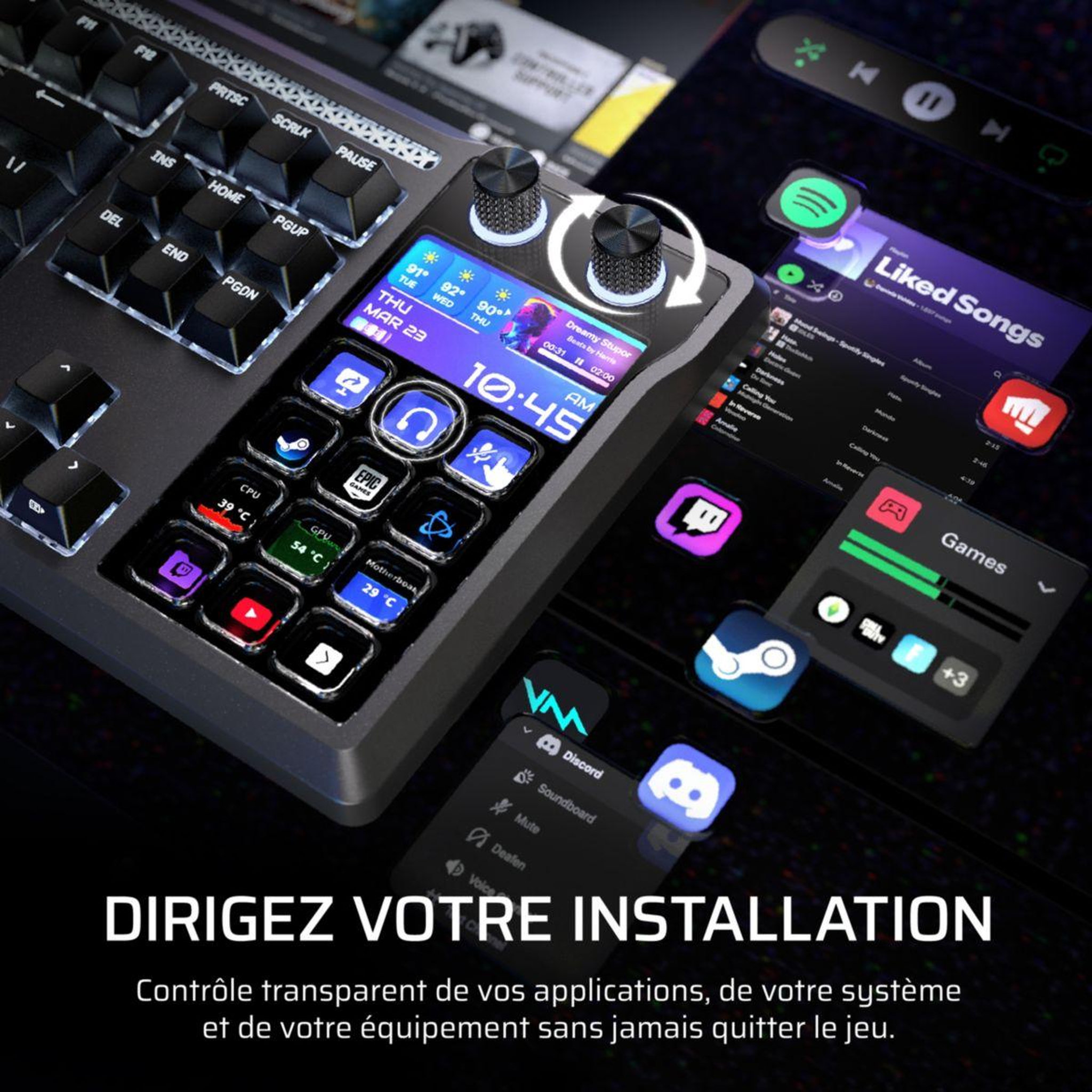 Voir la diapositive 4 : Corsair Clavier gamer galleon 100 sd intégré stream deck