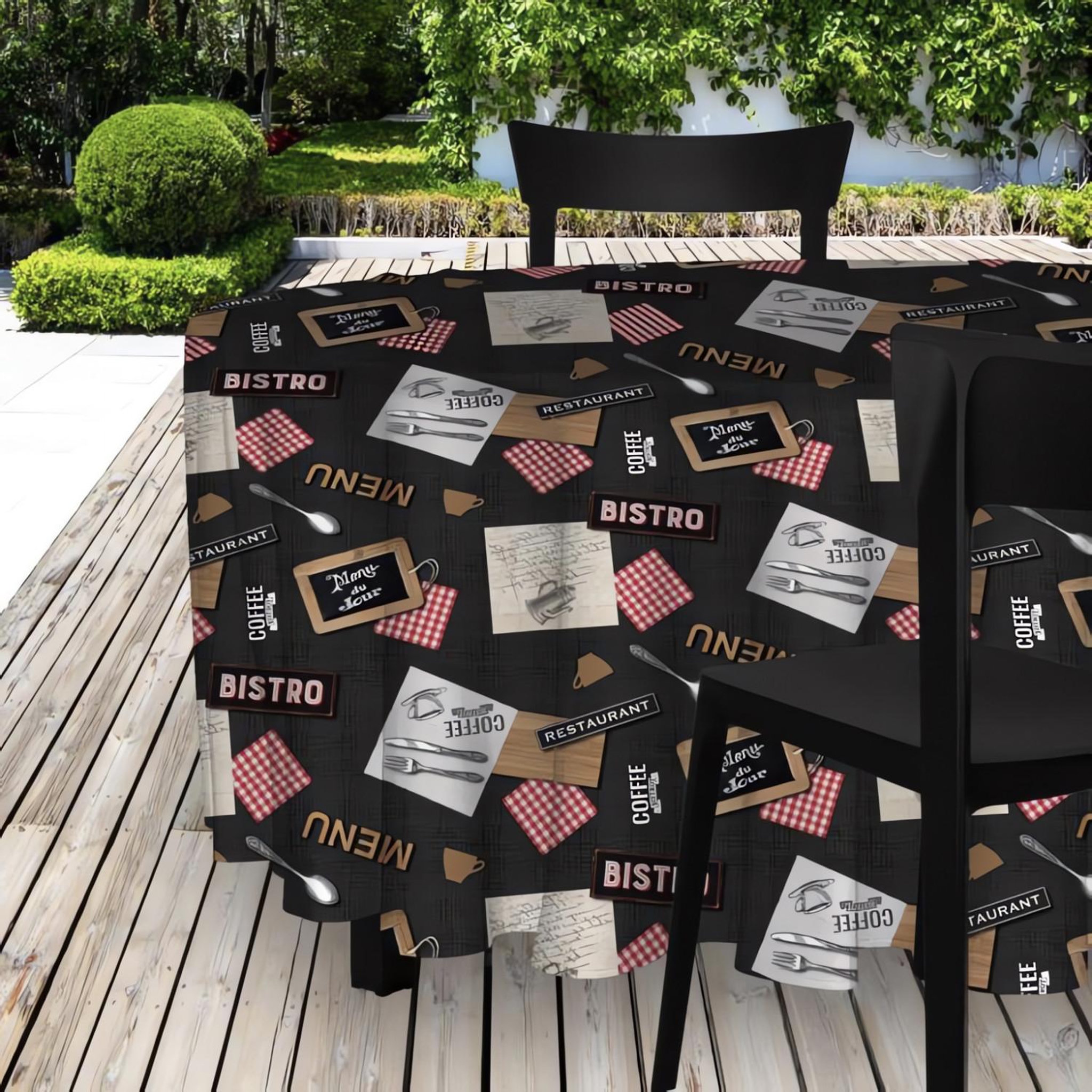 SOLEIL D'OCRE Nappe toile cirée ronde 160 cm BISTROT