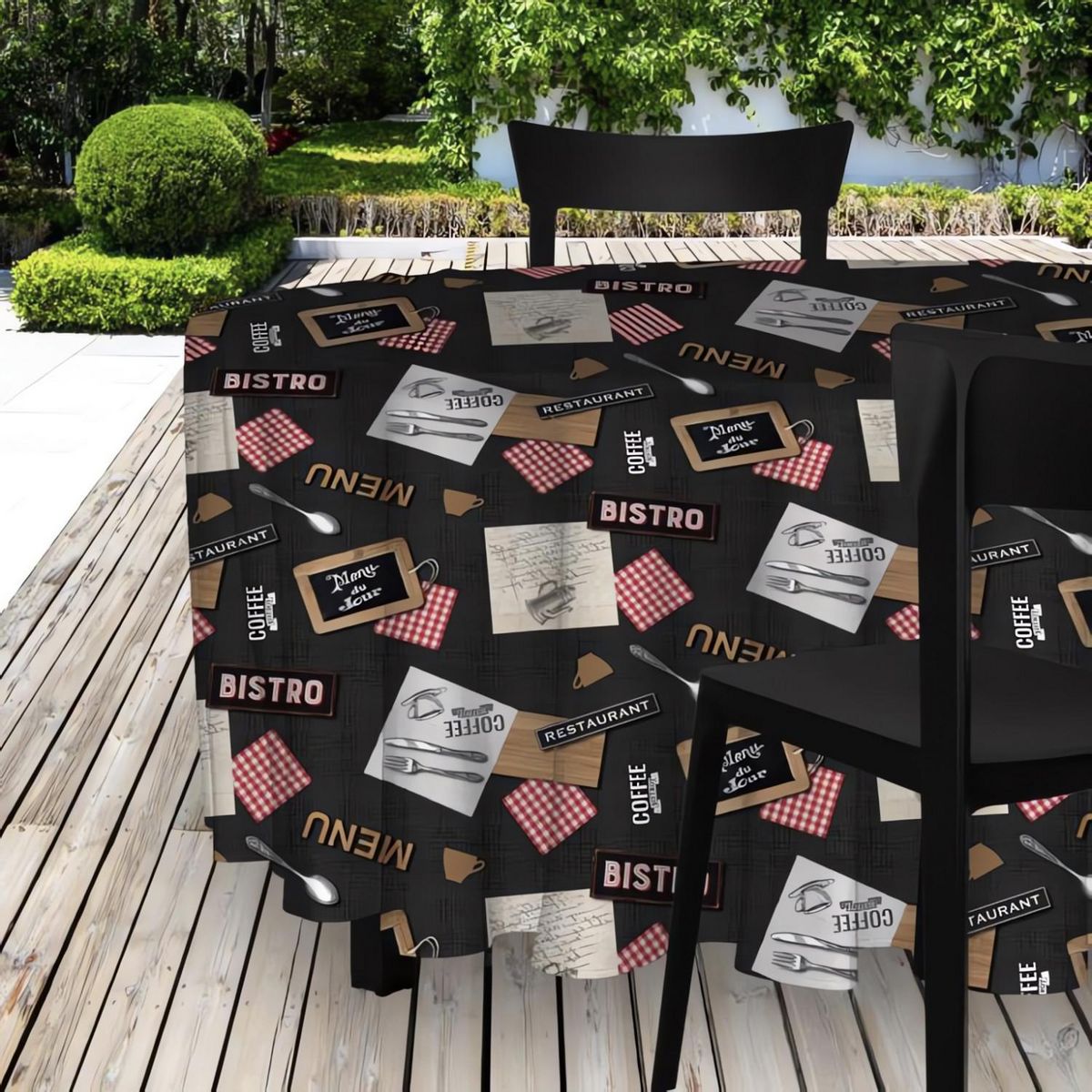 SOLEIL D'OCRE Nappe toile cirée ronde 160 cm BISTROT