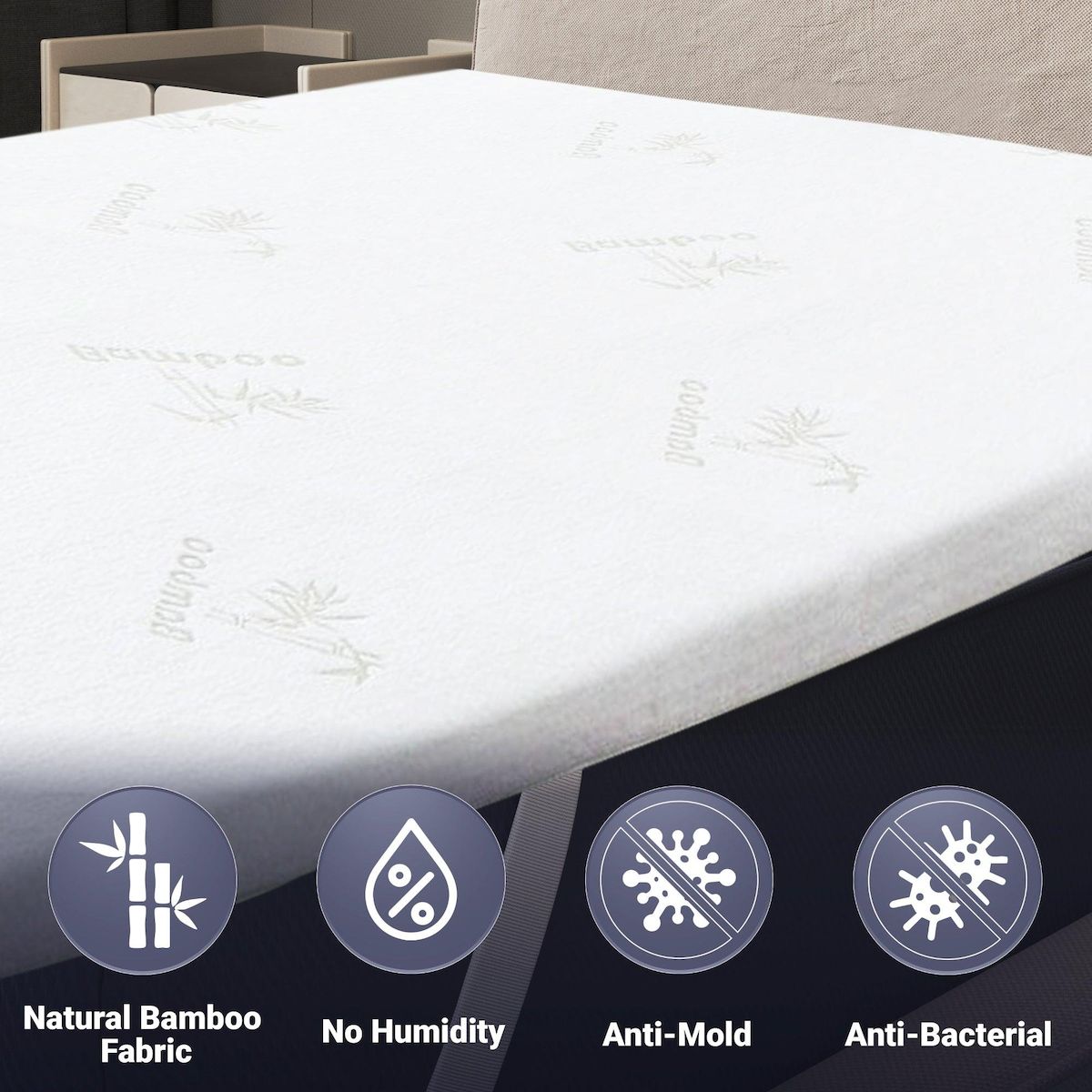 THE WHITE STONE Surmatelas 80 x 190 cm en Latex Naturel | Tissu en Bambou Respirant et Déhoussable | Hauteur 5 cm