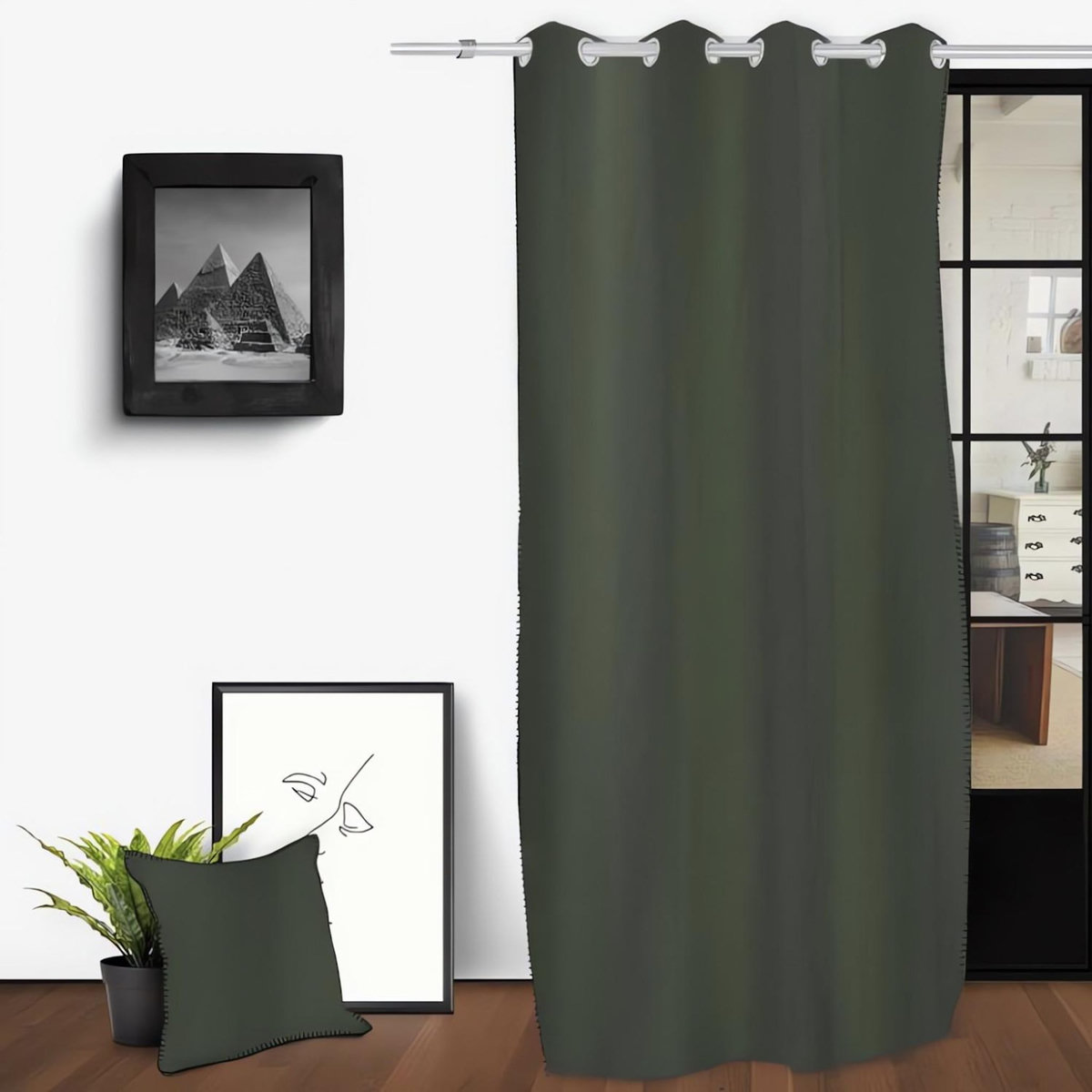 SOLEIL D'OCRE Rideau oeillets en coton lavé 135x250 cm SPIRIT, par Soleil d'Ocre