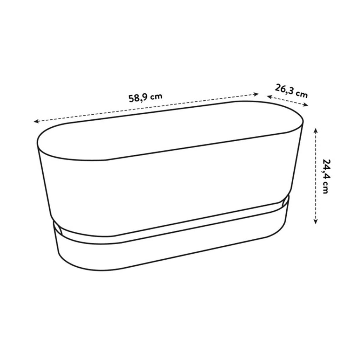 ELHO Jardinière Greenville Terrasse 60 x 26 x 24,4 cm avec roulettes - Gris béton - Elho