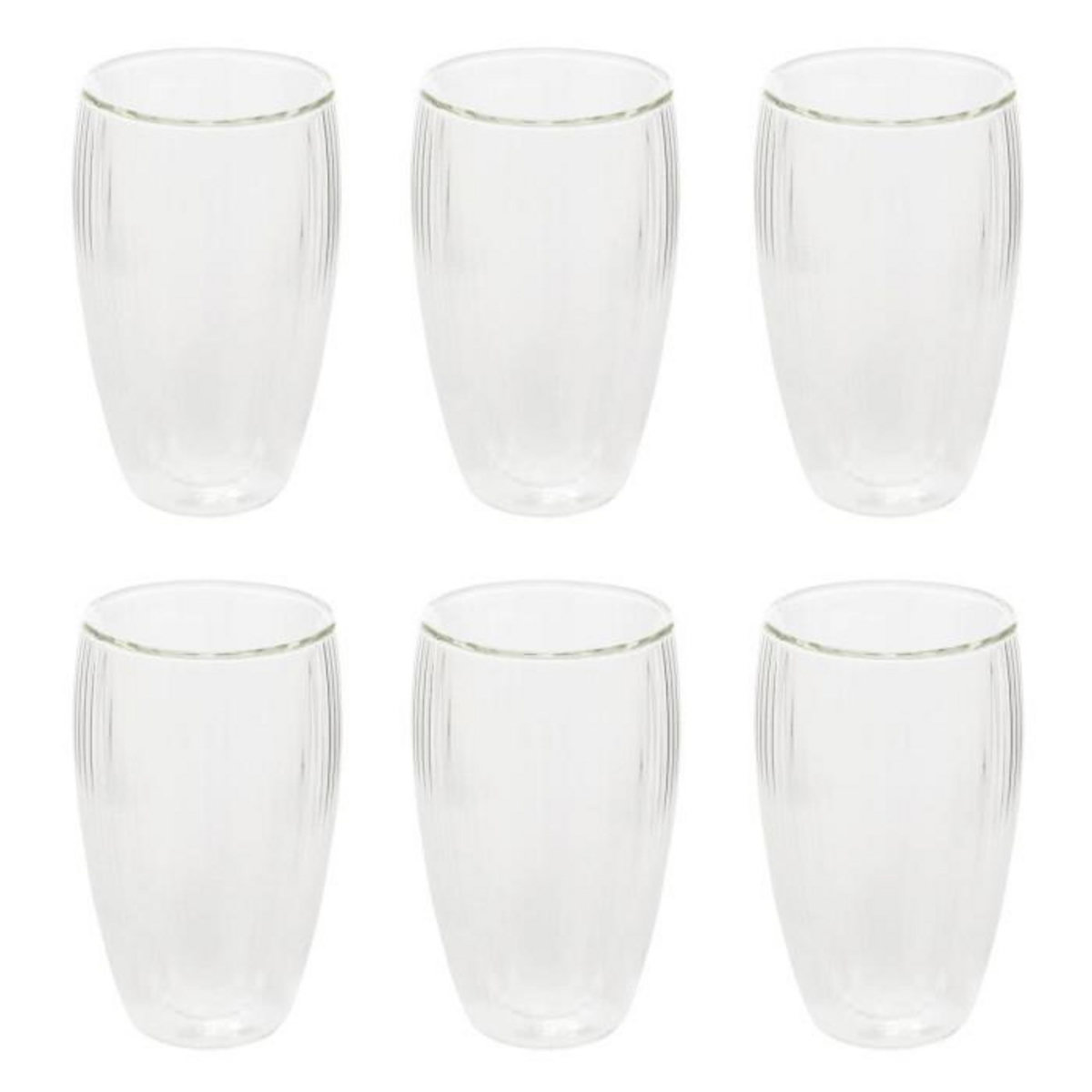 SECRET DE GOURMET Lot de 6 Mugs Striés  Cléa  35cl Transparent