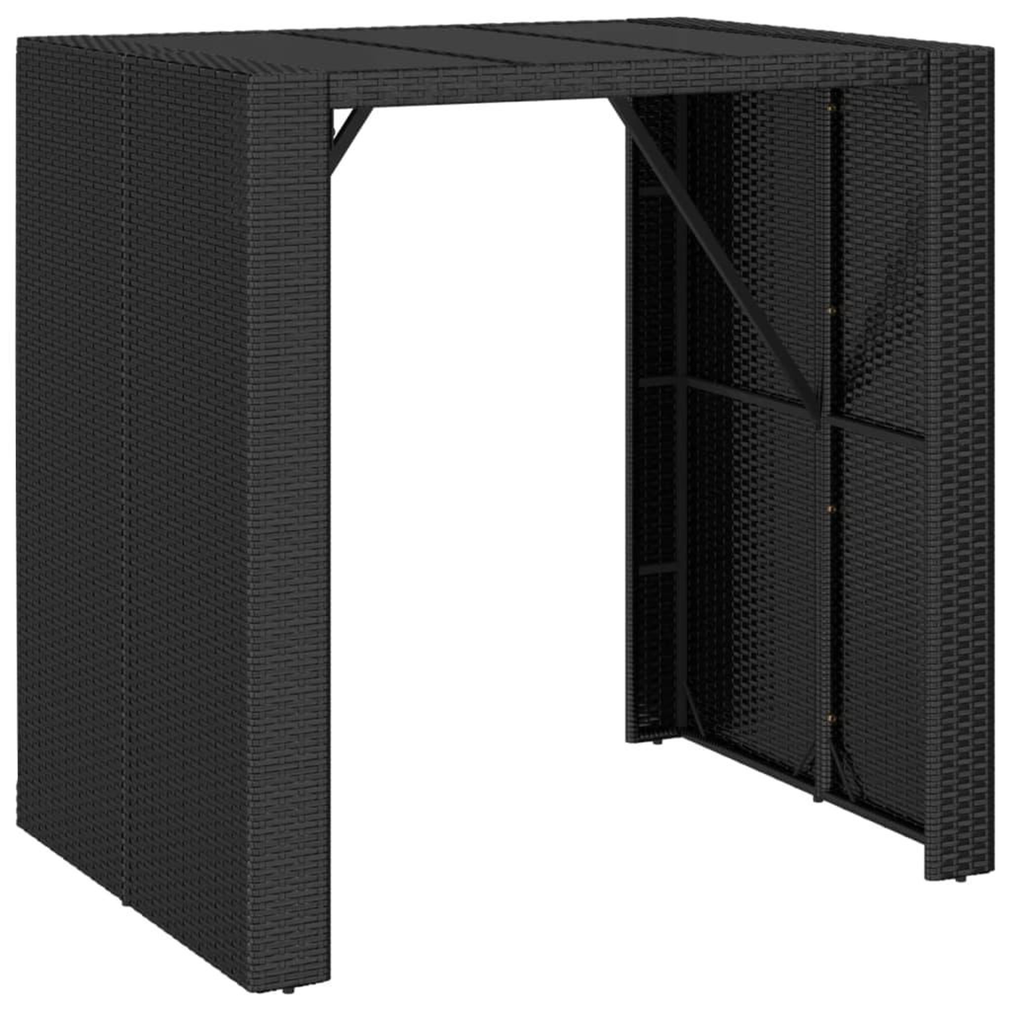 Voir la diapositive 2 : VIDAXL Table de bar et dessus en verre noir 105x80x110 cm poly rotin