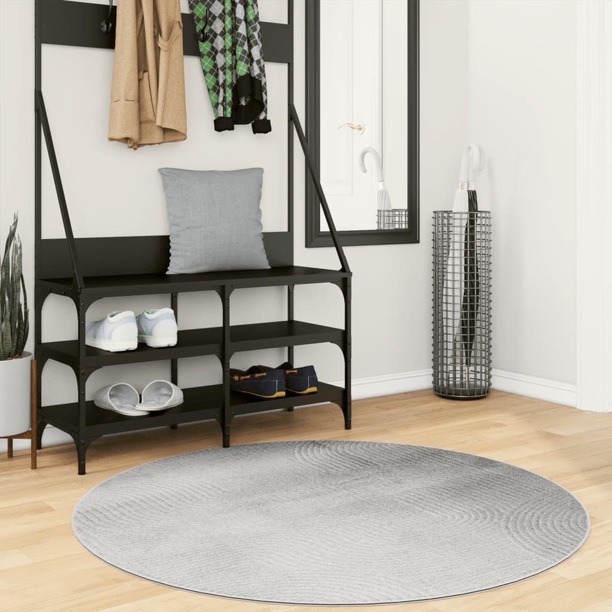 VIDAXL Tapis IZA poils courts style scandinave gris Ø 120 cm
